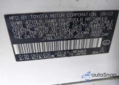 2004 Lexus Gs 430 from USA, damaged, VIN JT8BL69S140014503
